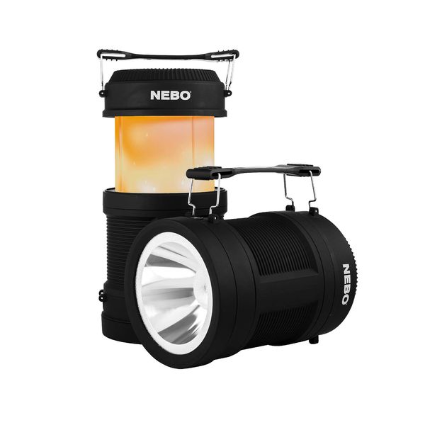 NEBO BIG POPPY Rechargeable Flashlight and Lantern with Power Bank | 300 Lumen Lantern 120 Lumen Spot Light,Black