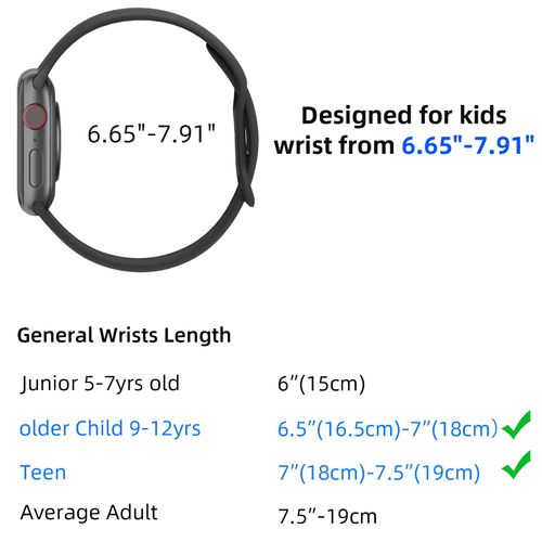 3 Pack Soft Silicone Bands Compatible with Kids Apple Watch Band 42/44/45mm, Boys Girls Breathable Sport Strap for iWatch Series 9/8/7/6/5/4/3/2/1/SE (Black Red+Black Green+Black Grey)