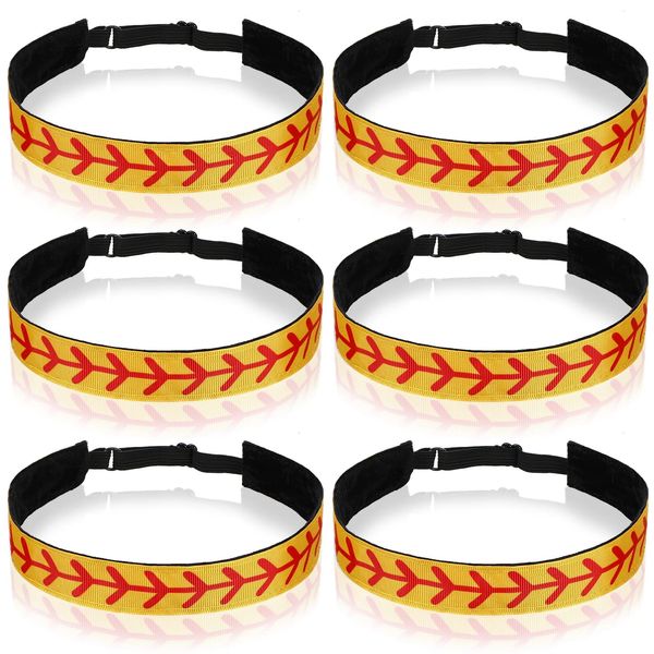 6 Pieces Softball Headband Softball Accessories for Girls Elastic Baseball Headbands No Slip Adjustable Softball Hair Accessories Workout Headbands for Women Girls Teen, Sports