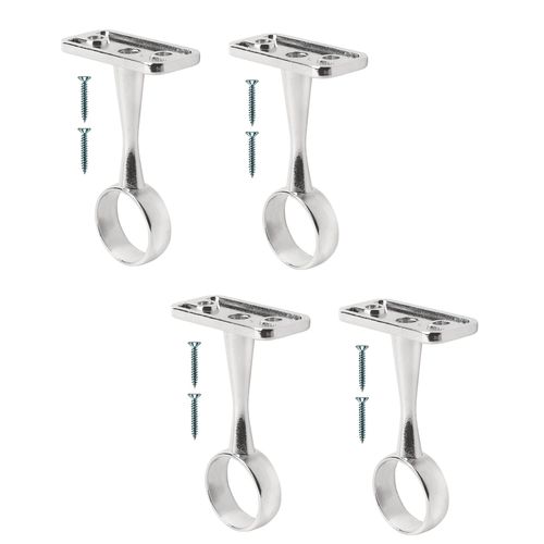 TERF® Polished Chrome Ceiling-Mount Bracket for Up to 25mm Diameter Curtain Pole Wall Mount Rod Holder Closet Wardrobe Bracket Shower Curtain Rod Pipe Bracket with Fixing - Pack of 4