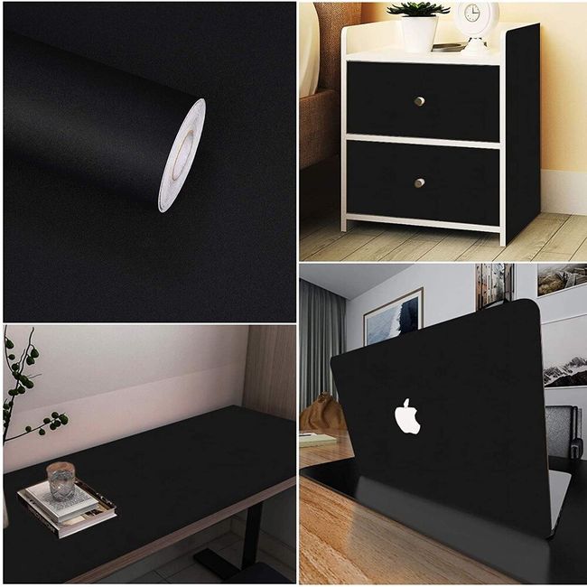 Matte Black/ Grey Wallpaper Vinyl Self-Adhesive Shelf Liner Drawer Peel and  Stick Countertop Removable Contact Paper Wall Decor