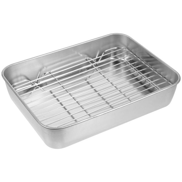 Luxshiny Small Baking Sheet with Wire Rack Set, 9 Inch Stainless Steel Baking Pans Cooling Rack Toaster Oven Tray Camp Grill Grate Portable Grid for Roasting Barbecue