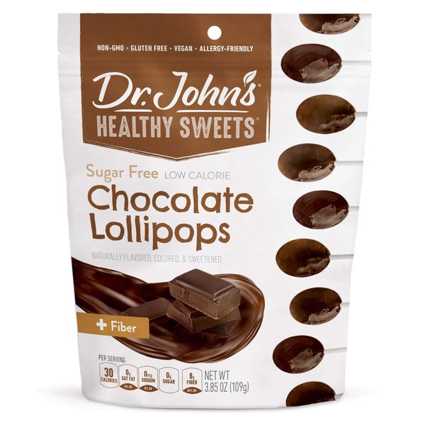 Dr. John’s Sugar Free Candy, Healthy Lollipops with Zero Sugar, Low Calorie Snacks, Keto Friendly Hard Candy Sweets, Chocolate Oval, 14 Count, 3.85 OZ