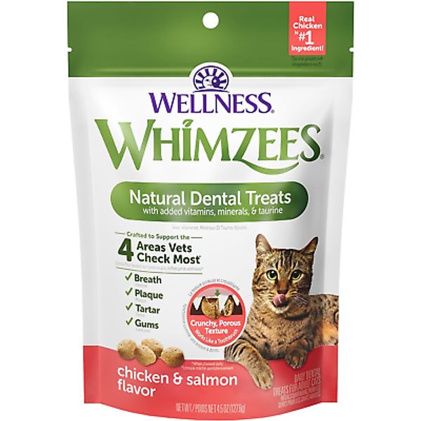 Wellness Natural Cat Dental Treats, Chicken & Salmon Flavor, 4.5 Ounce