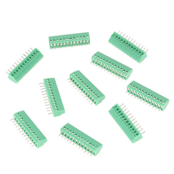 10 Pcs 2.54mm Pitch 12 Pin Plug In Connectors, PCB Pluggable Terminal Blocks 26-20AWG Wire Connectors, 6A 160V (Green)