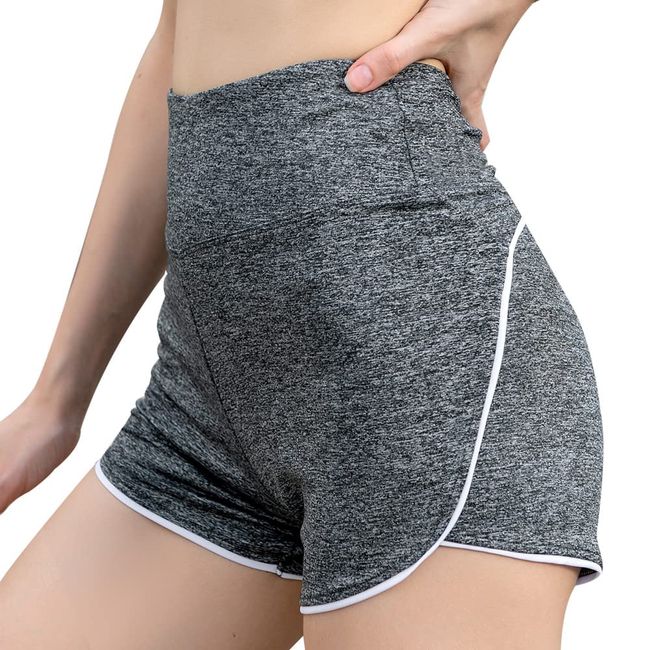 Everbellus Damen Hoher Taille Sportliche Shorts Fitness Running Yoga Shorts Grau Medium