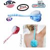 Bath Body Brush Soft Bristles & Loofah Back Scrubber Plastic Handle (1 Pack) New
