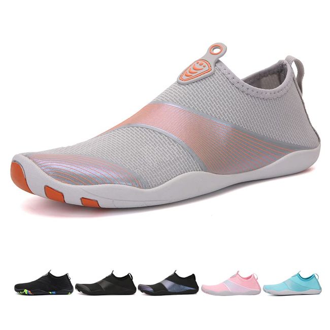 Hitopteu Badeschuhe Herren Damen Wasserschuhe Leicht Atmungsaktiv Schwimmschuhe Schnell Trocknend rutschfest Aquaschuhe Strand Surfen Barfußschuhe Gr.35-45 EU Grau 888 41 EU