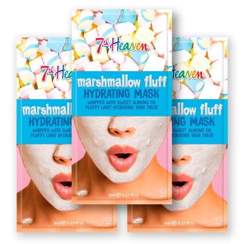 7th Heaven Marshmallow Fluff Hydrating Face Masks with Sweet Almond Oil and Aloe Vera to Moisturise Skin - Pack of 3