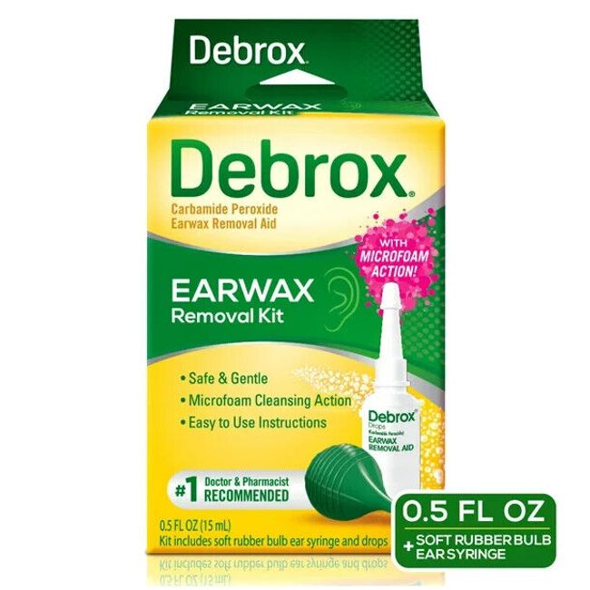 Debrox Earwax Removal Kit, Includes Drops and Ear Syringe Bulb, 0.5 Oz