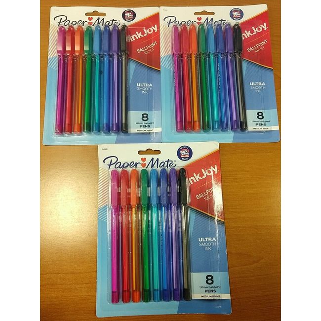 3 Packs of 8: Paper Mate InkJoy Ballpoint Pens Medium Point Colored 24 Tot  - 4D