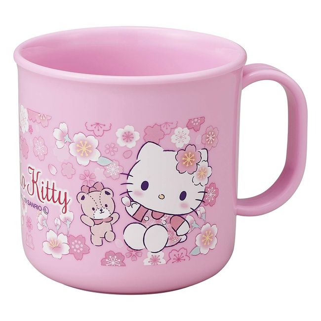 OSK C-1 Hello Kitty Sakura Plastic Cup, 6.8 fl oz (200 ml), Made in Japan, Dishwasher, Microwave Safe, Handle, Stylish, Cute, Antibacterial, Tumbler, Crack-Resistant, Unisex, Kids, Adults, Students