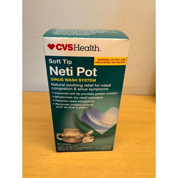 CVS Health Soft Tip Neti Pot Sinus Wash System w/30 Saline Packets