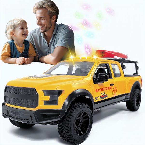 DDZOOU Big Truck Toys for Boys Ages 4-7, F150 Raptor Toy Pickup Truck with Light and Music, Perfect for Boys 8-12 Years Old.