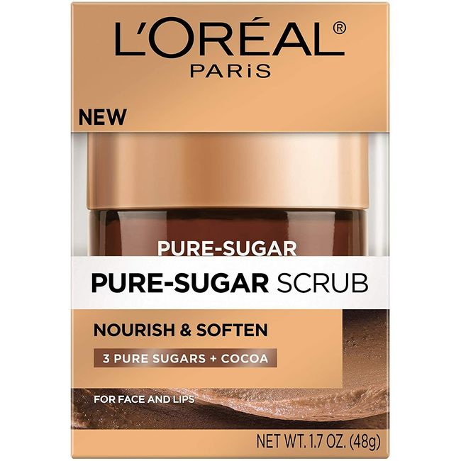 L'Oreal Paris Pure Sugar Scrub +Cocoa Nourish and Soften, 1.7 oz