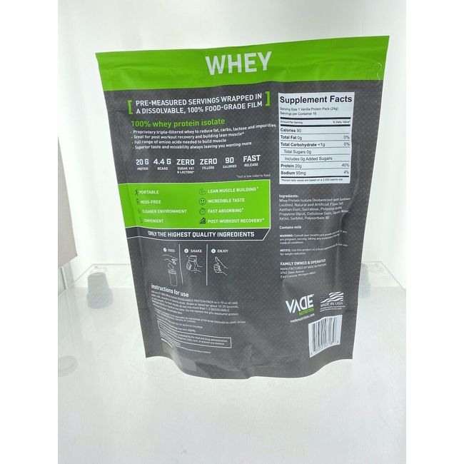 VADE Nutrition 100% Whey Isolate Protein – JackedPack