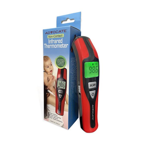 Non-Contact Speaking Infrared Thermometer - Advocate Advanced Temperature Thermometer for Adults, Kids, and Babies - Digital Forehead Thermometer, Infrared Temperature Gun with Quick Results