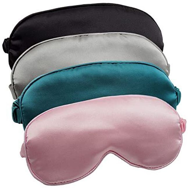 4 Pack Sleep Eye Mask Silk Satin Eye Cover with Adjustable Strap for Travel Nap