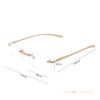 Henghao Reading Glasses Blue Light Cut Lightweight Aluminum Frame Rimless Reading Glasses Fashionable Reading Glasses Senior Glasses H6021 (Gold, +3.50)