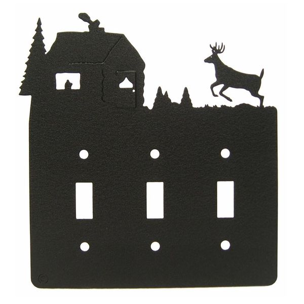 Buck Deer & Cabin Triple Light Switch Plate Cover_1