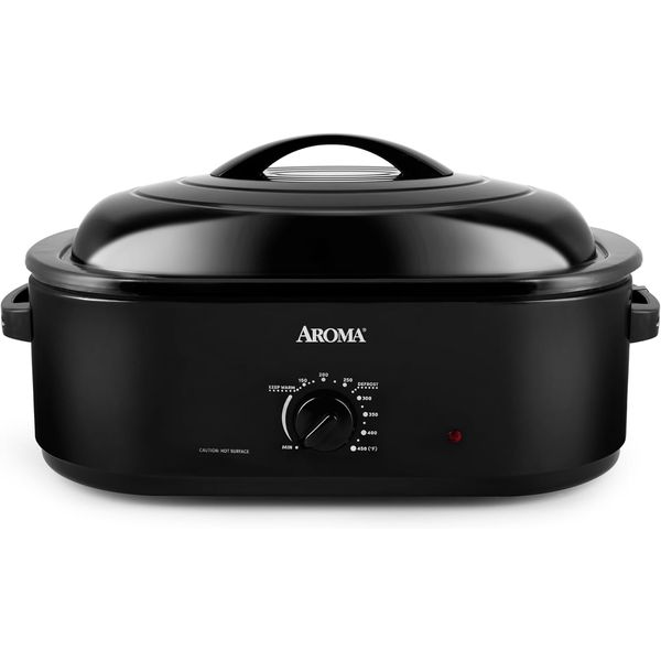 AROMA 18Qt. Roaster Oven with Self-Basting Lid, Fits 22-Lb. Turkey, Adjustable T