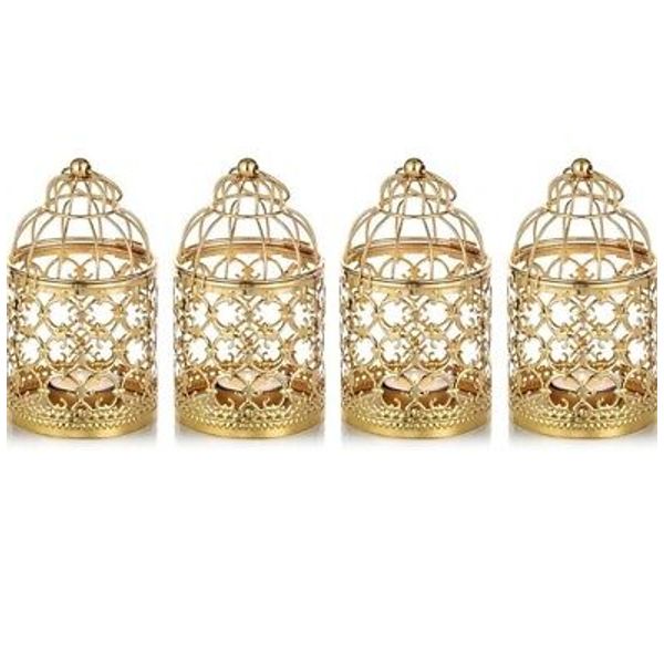 4PCs Retro Metal Candle Holder Bird Cage Candlestick Hanging Lantern Home Decor