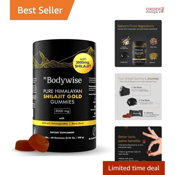 Elevate Wellness with Pure Himalayan Shilajit Gummies - 60 Count, No Sugar Added