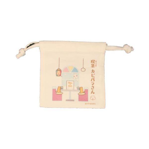 Makers Capybara-san Cafe Mini Drawstring Bag (Prairie and Llama) MAK-55