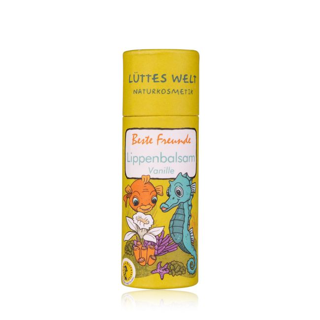 Lüttes Welt Lippenpflegestift (Motiv: Beste Freunde, 10g, Lippenstift in bedruckte Papierhülse, Lippenpflege mit Vanillearoma (natürliches Aroma), Farbe cremeweiß) 5757360