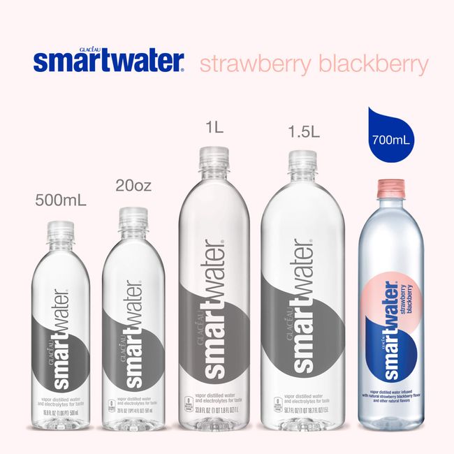 smartwater vapor distilled premium water bottle, 23.7 oz