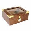 QUALITY IMPORTERS TRADING COMPANY Desktop Humidor, Capri Elegant, Tempered Glasstop, Spanish Cedar Divider, Brass Ring Glass Hygrometer, Holds 25 to 50 Cigars