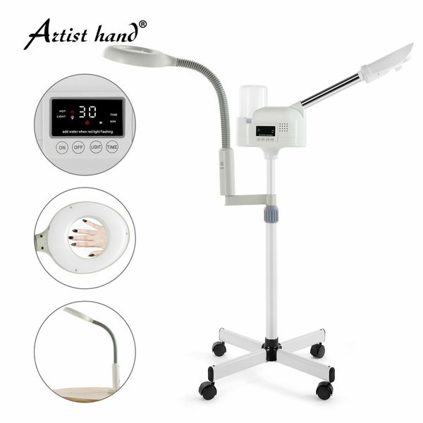 2IN1 Hot Facial Steamer 5X LED Magnifying Lamp UV Ozone LCD Spa Salon Skin Care