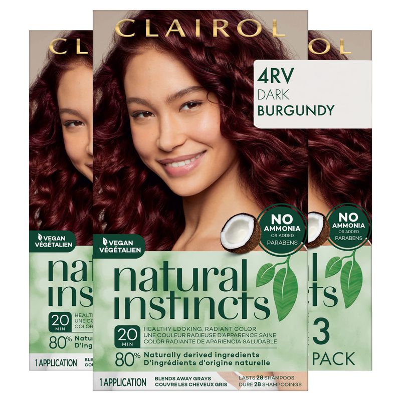 Clairol Natural Instincts Demi-Permanent Hair Dye, 4RV Dark Burgundy ...