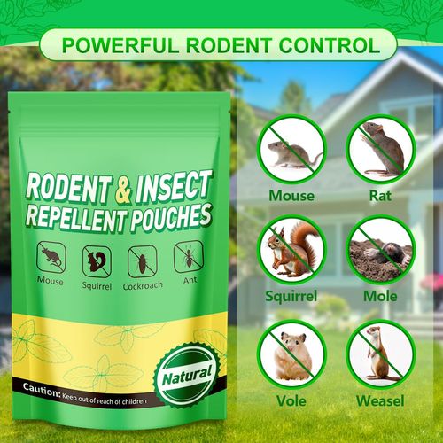 Mouse and Insect Repellent Pouches, Rodent Repellent 9 Pouches, Peppermint Oil Rat Repellent for Mice Rats Squirrels Ants, Natural Mouse Deterrent for House, Garden, Car, RV, Garage, Basement