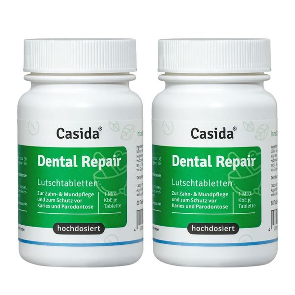 Dental Repair Lutschtabletten - 2x 60 Stück - VORTEILSPACKUNG - Schutz vor Karies, Parodontose und Zahnfleischentzündungen - Hochdosiert: Mind. 1 Mrd KbE - Vegan - 120 Stück