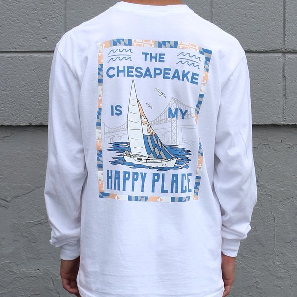 The Chesapeake Is My Happy Place (White) / Long Sleeve Shirt - Large / White