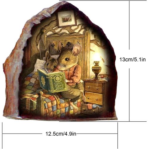 Mouse Hole Wall Decal, 3D Mouse Hole Realistics Wall Sticker, Mouse Reading Book Decal Fun Art, Water Proof Stickers for Bedroom Decor Wall Treatments and Supplies