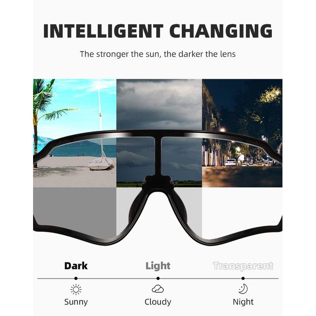 ROCKBROS Cycling Photochromic Glasses Electronic Color Changing SunGlasses  Clear