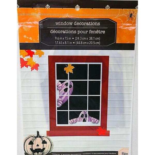 9.6 " x 15" Window Cover Decorations, 2 pcs.  Halloween, Fall Theme, Reusable