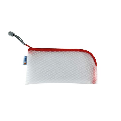 HERMA 20001 Zip Cosmetic Bag, Pack of 10, transparent (23 x 11 cm) small zippered travel pouch for mobile phone, charging cable, cosmetics, pens, keys, clear toiletry bag with zipper, assorted colours