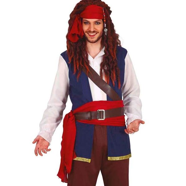 Bright Red Pirate Waist Sash and Head Scarf