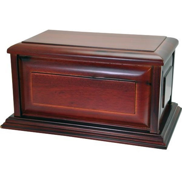 Classic Cherry Finish Raised Panel Wood Cremation Urn (Plain)