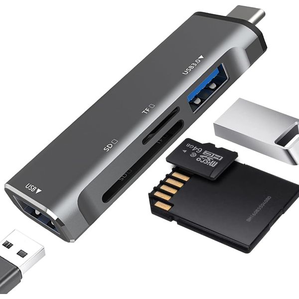 TYPE-C SD Card Reader, USB 3.0 Camera Adapter, USB Hub, Memory Card Reader, Multifunctional, Two-Way High Speed Data Transfer, OTG Function, For MicroSD/SD/U Disk/Mouse/Keyboard, Compatible with