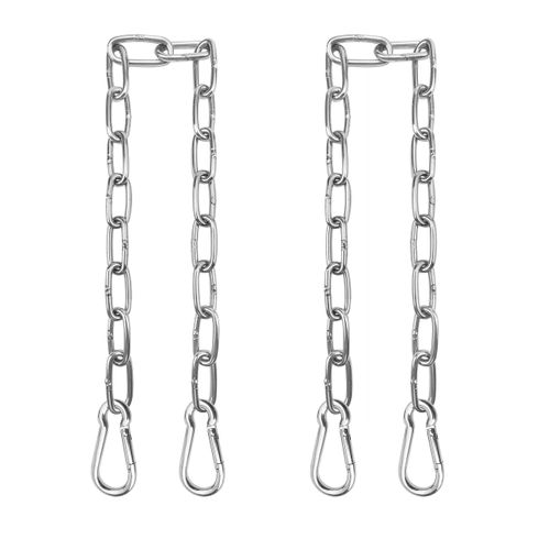 Amadget 2 Pack 20" x 5/32" Gate Chain Lock for Outdoor Fence Yard with Carabiners, 304 Stainless Steel Chain Link Gate Latches Safety Hanging Metal Chain for Horse Goat Dogs Livestock Stall, Silver