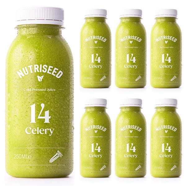 Nutriseed Celery Juice (6 x 250ml) - Cold Pressed Vegetable Juice, Flash Frozen, 100% Natural Ingredients containing Celery, Spinach & Lemon, No Added Sugar, Gluten-Free, Dairy-Free & Vegan-Friendly