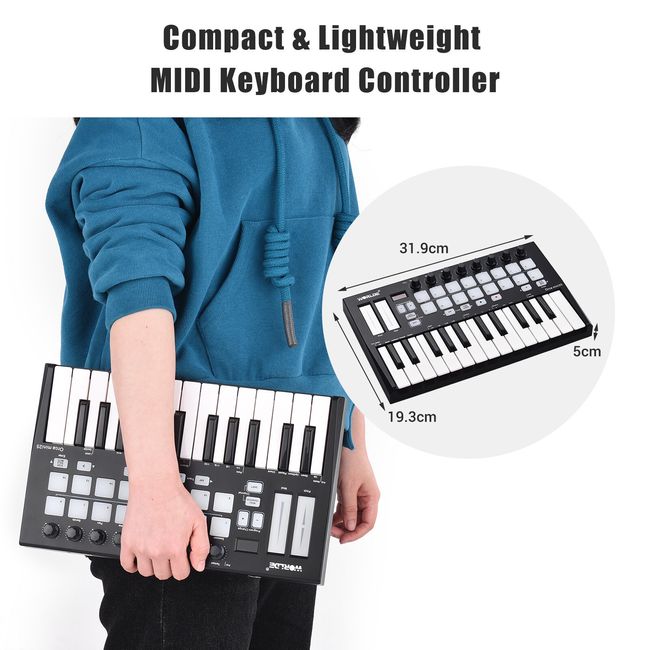 Worlde Panda mini Portable Mini 25-Key USB Keyboard and Drum Pad MIDI  Controller midi keyboard piano controlador midi piano digi