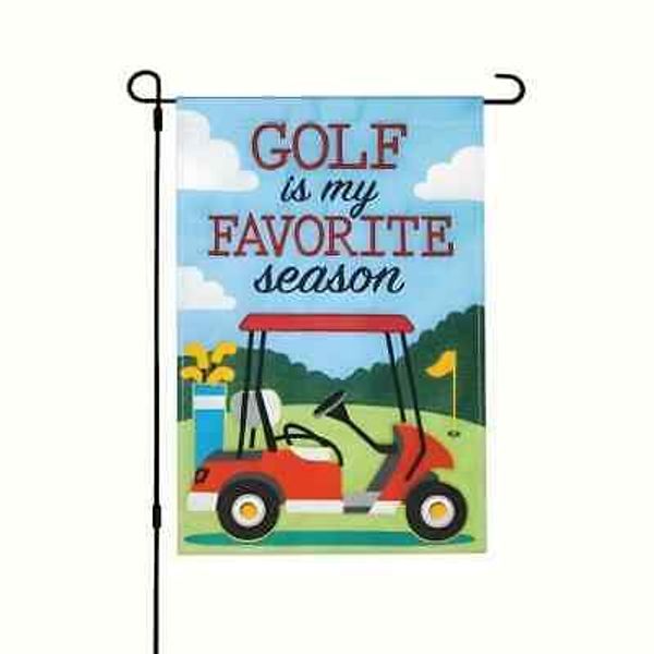 *NEW* CUTE "GOLF IS MY FAVORITE SEASON" GOLF CART WELCOME GARDEN FLAG ~ 12 X 18