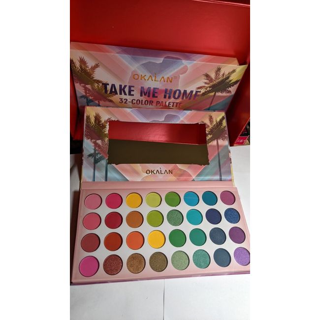 Okalan Take Me Home 32 Color Eyeshadow Palette Bright Colorful Matte & Shimmer