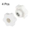 sourcing map 4pcs Star Knobs M12 Female Thread 48mm Head Plastic Through Hole Brass Screw-in Clamping Handles Threaded Hand Knobs, White
