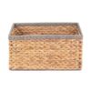 Red Hamper Small Water Hyacinth with Grey Rope Border Rectangular Storage Basket, Brown
